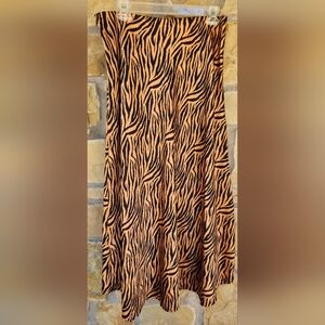 Hem & Thread Zebra Print Maxi Skirt - Black and Tan